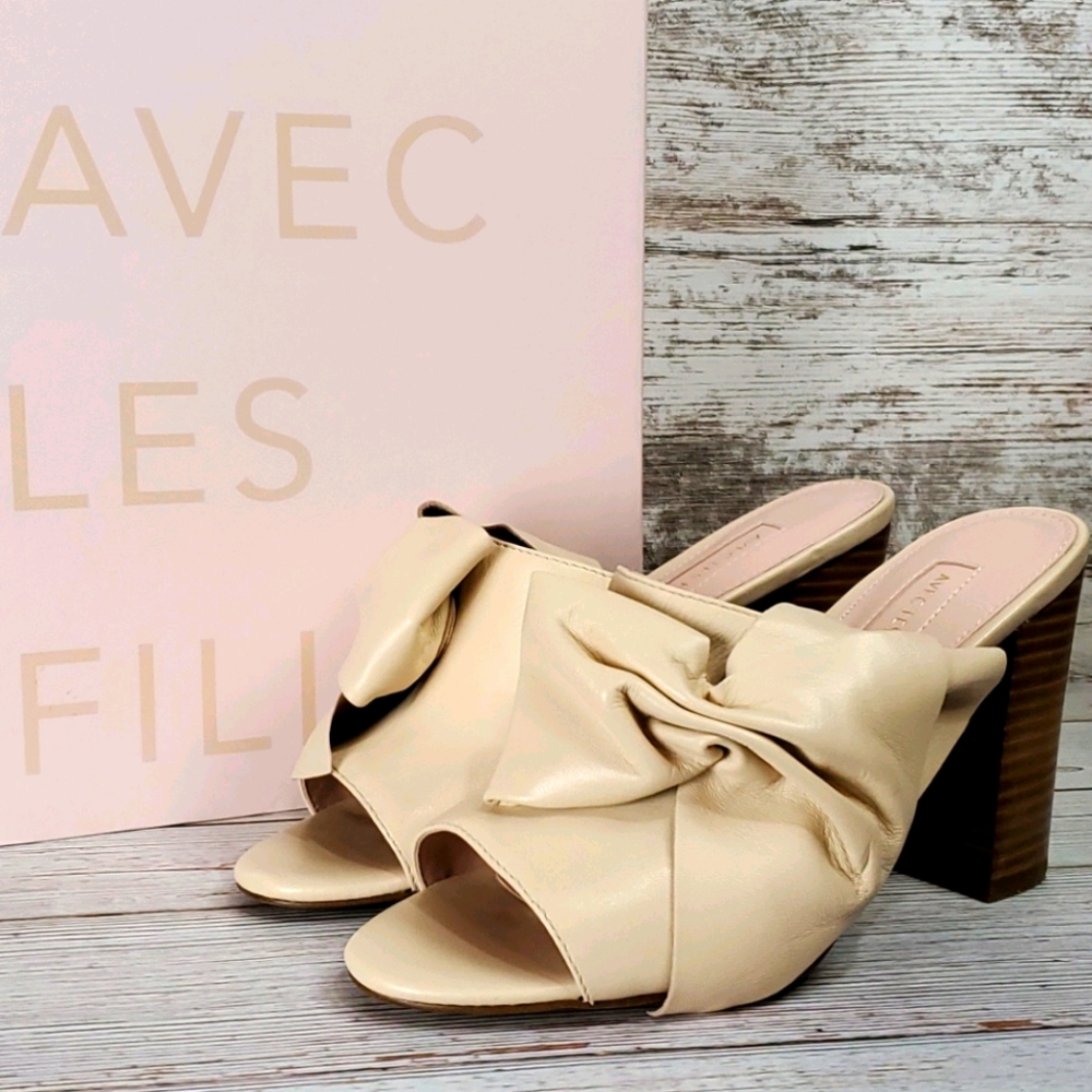 Avec Les Filles | Marie Pink Sand Nappa Leather Slide Sandals